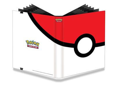 Pokémon The Pokéball PRO-Binder features a "full-view" wrap-around spine. Each binder holds 360 sleeved cards and is constructed from archival-safe polypropylene materials. The black backing of the pages are textured for low friction and easier card inser