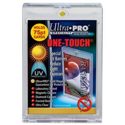 Accessoires Designed as the final destination for your collectible cards, our two-piece One Touch holders are uniquely designed with slide-in hinge and magnetic closure so you'll never have to use a screwdriver again. The holder provides UV-resistant, no-