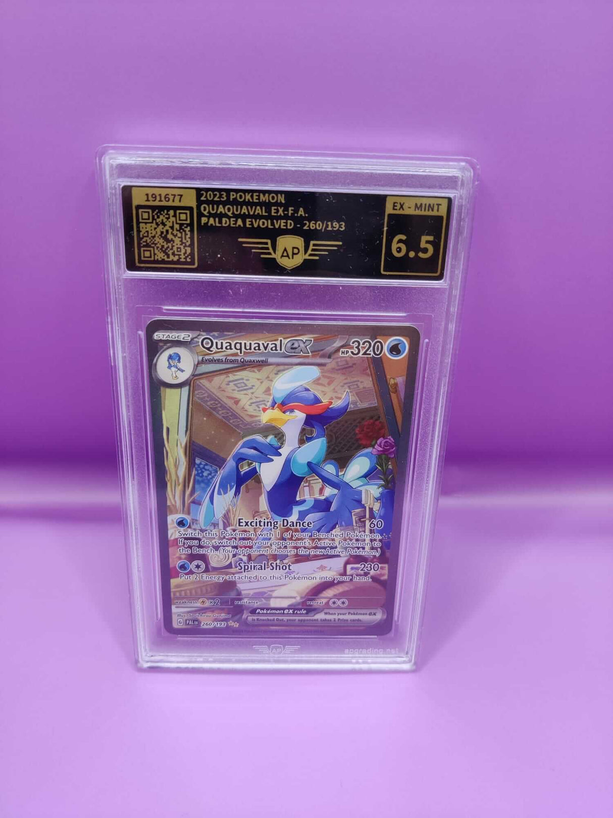 Singles Paldea EvolvedQuaquaval ex260/193AP Grading 6.5