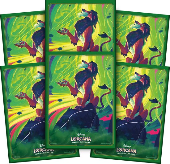 Lorcana Elke verpakking bevat 65 kaarthoezen met matte afwerking en een Disney Lorcana-glimmer.