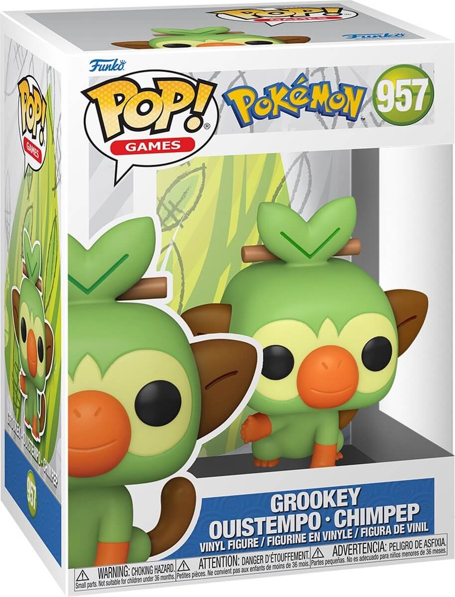 Pokémon Dit is Grookey als Funko Pop! figuur, komt verpakt in een window display box en is ongeveer 9 cm groot.