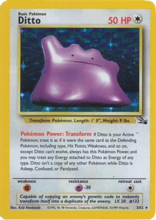 Singles Naam: Ditto (1st Edition)Set: FossilTaal: NederlandsNummer: 3/62Staat: Near Mint