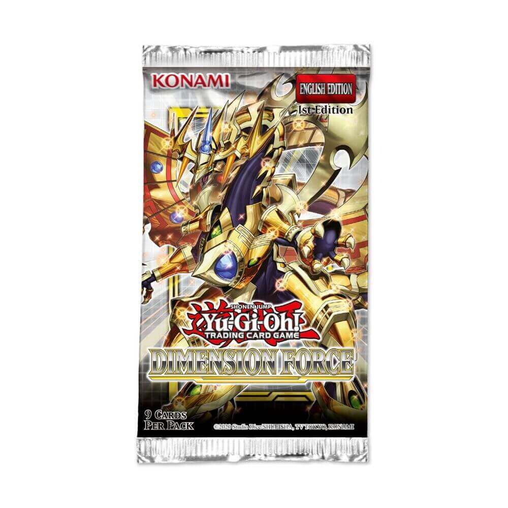 Yu-Gi-Oh Break down the barriers of reality with Dimension Force, the latest core booster for the Yu-Gi-Oh! TRADING CARD GAME (TCG). This 100-card set includes multiple brand-new themes as well as new cards for older strategies. Fans of Yu-Gi-Oh! ARC-V ca