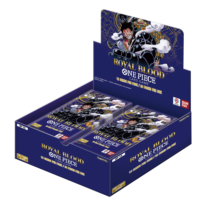 One Piece De One Piece OP10 - Royal Blood Booster Box brengt een golf aan nieuwe kaarten en strategieën naar de wereld van de One Piece Card Game. Met de introductie van het krachtige nieuwe thema Punk Hazard en een focus op legendarische piraten, biedt d