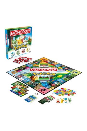 UITVERKOOP Race to catch the wild Pokémon! The Monopoly Pokémon Edition game combines classic Monopoly gameplay with thrilling Pokémon-catching action. Play as a Pokémon Trainer adventuring through a vast land with a Pokémon partner. In this fun kids game