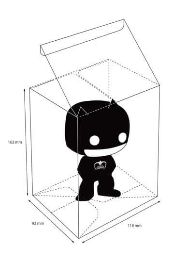 Accessoires High quality protective case, made of extra clear PET and specially designed for Funko POP!™ figures and others. 40 pieces are packaged in an attractive cardboard counter-top display.- Custom made for FUNKO POP!™- Manufactured in Germany to me