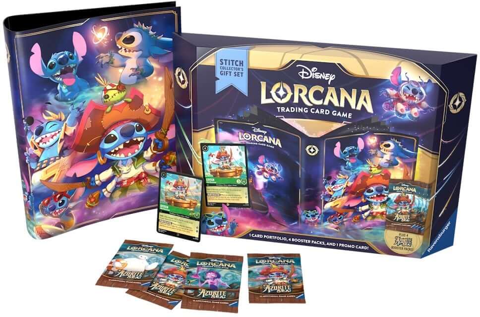 Lorcana Beleef het avontuur van Disney Lorcana met de Azurite Sea Stitch Collector’s Gift Set. Vaar over de mystieke Azurite Sea met nieuwe karakters zoals die uit Big Hero 6 en Chip’n’Dale: Rescue Rangers. Deze set bevat vier booster packs vol verrassing