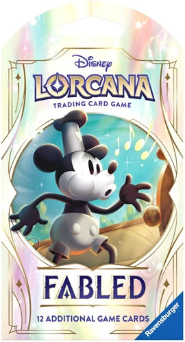 Lorcana Duik in de magische wereld van Disney Lorcana met de Fabled Sleeved Booster Pack!Elke booster pack is zorgvuldig verpakt in een beschermende sleeve en bevat een spannende mix van kaarten die jouw deck kunnen versterken of je verzameling kunnen ver