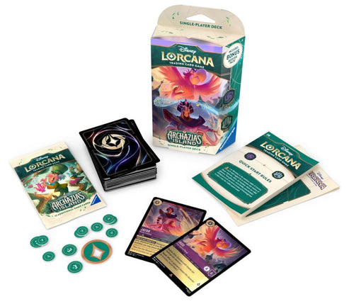 Lorcana Een Disney Lorcana Starter Deck van Archazia’s Island.Ontdek de betoverende wereld van Disney Lorcana TCG met Archazia’s Island. Beleef strategisch spelplezier en duik in nieuwe avonturen vol magie en verbeelding. Elke Archazia's Island Starter De