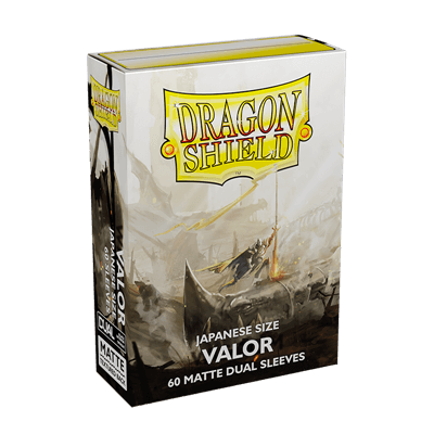 Accessoires Valor, cool and relaxing: Japanese size Dragon Shield Dual Matte sleeves. Clear front and a textured matte back. Fully opaque sleeves with a black interior, an elegant backdrop for black bordered cards.Comes in a box with 60 sleeves. The Sturd