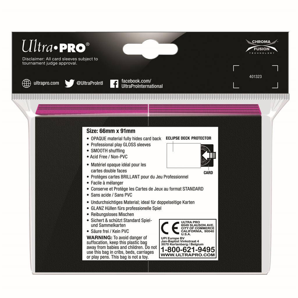 Accessoires Eclipse Deck Protector sleeves are now in 100ct packages, with three new colors! Royal Purple, Smoke Grey, & Forest Green. • New part numbers and color names to avoid ordering confusion. • Increased color and edge consistency. • All colors are