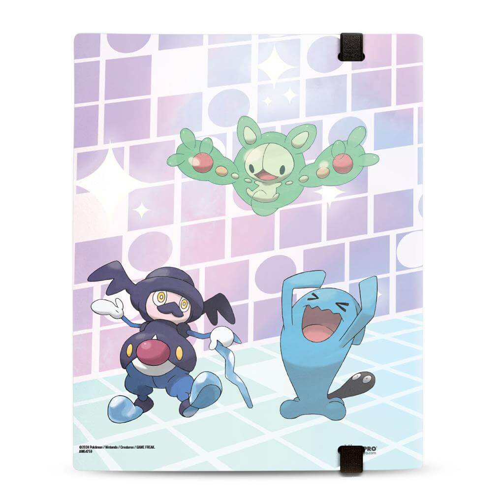 Pokémon 9-Pocket PRO-Binders for Pokemon feature a vibrant, full-art cover and includes an elastic strap closure. Side-loading pockets and low-friction material help keep cards in place. Safely stores up to 360 cards in archival-safe, acid-free, non-PVC p