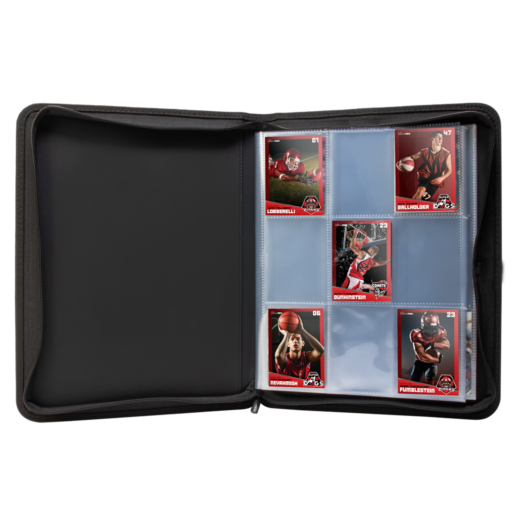 Accessoires PRO-BINDER Zippered 9-Pocket PremiumThe 9-Pocket Zippered Premium PRO-Binder® is designed for collecting and organizing your favorite trading cards. Each binder features a padded textured cover with a zipper closure and pull tab. After unzippi