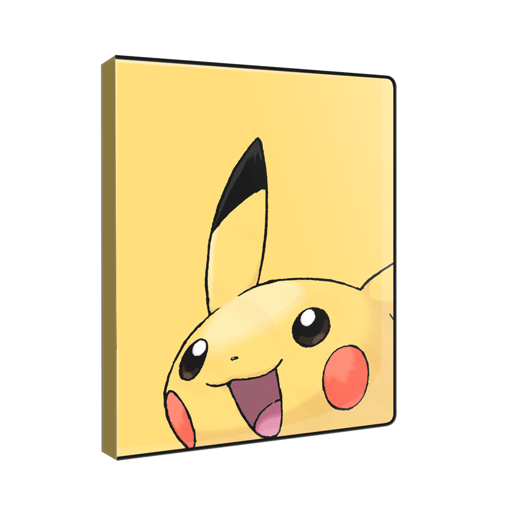 Pokémon 9-Pocket Portfolios for Pokémon feature a vibrant, full-art cover of Pikachu. Each portfolio stores and protects up to 180 standard size cards double-loaded in archival-safe polypropylene pages. Made in California, U.S.A.