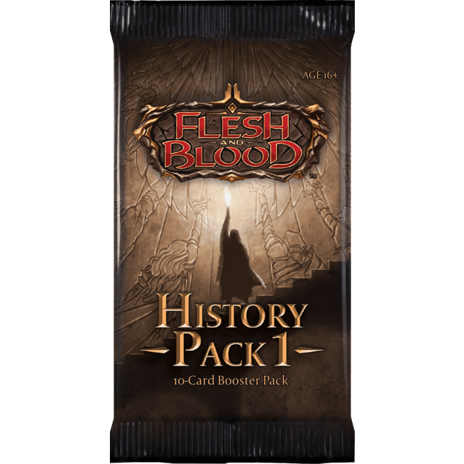 UITVERKOOP Venture into the vaults of Rathe and discover the origins of Flesh and Blood with History Pack 1! History Pack 1 contains many of the key cards from the first year of Flesh and Blood (Welcome to Rathe, Arcane Rising, and Crucible of War), curat