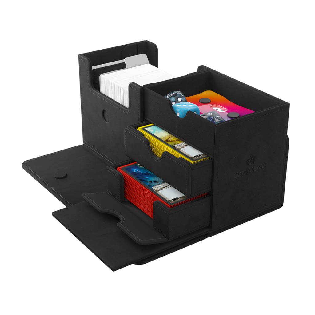 Accessoires The Academic 133+ XL, the box that broke all records, can hold 133+ double-sleeved cards in extra Thick Inner Sleeves* plus accessories. Numerous members of the community have requested a cleaner version of the box, without the Tolarian logos,