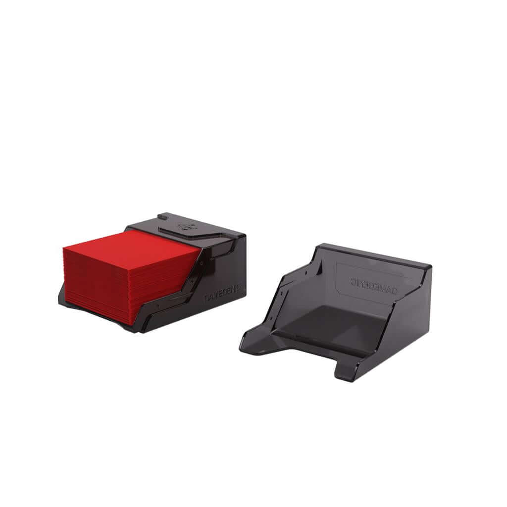 Accessoires The Bastion 50+ is a very compact and rock-solid deck box to safely protect 50+ double-sleeved cards in Closable Inner Sleeves. It is ideal for decks with 55+ double-sleeved cards in standard inner sleeves. Due to translucent materials and sma