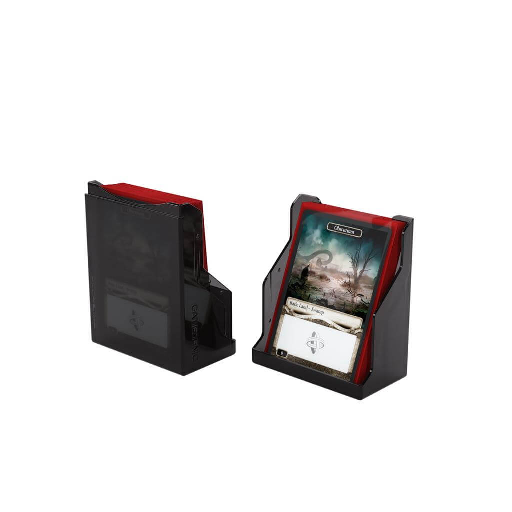 Accessoires The Bastion 50+ is a very compact and rock-solid deck box to safely protect 50+ double-sleeved cards in Closable Inner Sleeves. It is ideal for decks with 55+ double-sleeved cards in standard inner sleeves. Due to translucent materials and sma