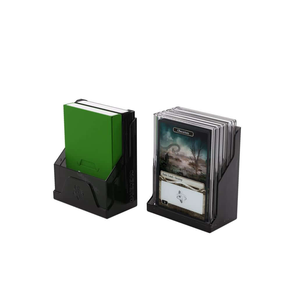 Accessoires The Bastion 50+ is a very compact and rock-solid deck box to safely protect 50+ double-sleeved cards in Closable Inner Sleeves. It is ideal for decks with 55+ double-sleeved cards in standard inner sleeves. Due to translucent materials and sma