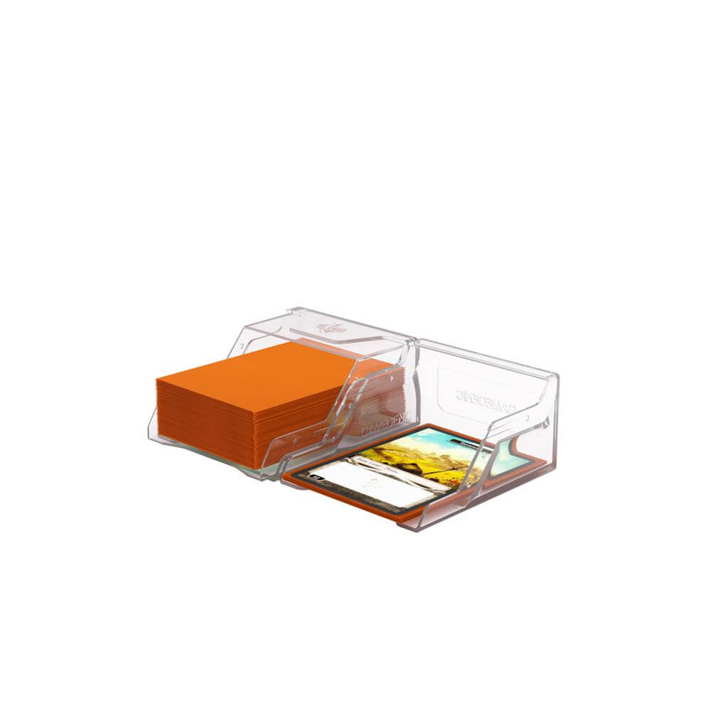 Accessoires The Bastion 50+ is a very compact and rock-solid deck box to safely protect 50+ double-sleeved cards in Closable Inner Sleeves. It is ideal for decks with 55+ double-sleeved cards in standard inner sleeves. Due to translucent materials and sma
