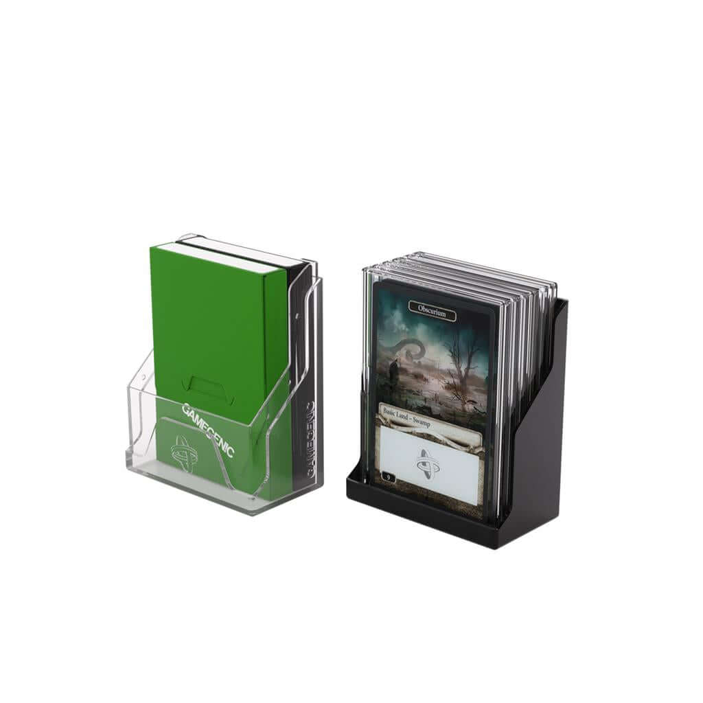 Accessoires The Bastion 50+ is a very compact and rock-solid deck box to safely protect 50+ double-sleeved cards in Closable Inner Sleeves. It is ideal for decks with 55+ double-sleeved cards in standard inner sleeves. Due to translucent materials and sma