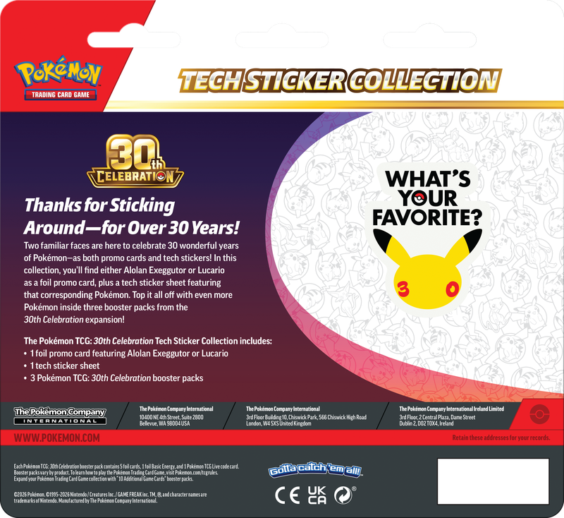 Pokémon TCG: 30th Celebration Tech Sticker Collection