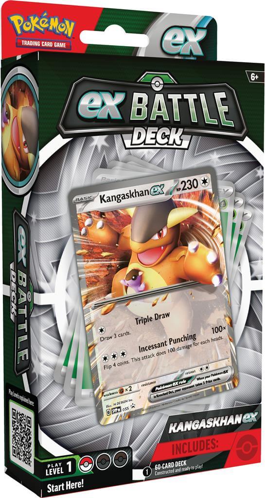 Pokémon Ga de strijd aan met deze Ex Battle Decks van Kangaskhan en Greninja! Elke Ex Battle Deck bevat: 1 set met 60 kaarten waarmee je direct aan de slag kunt 3 referentiekaarten 1 strategie overzicht 1 speelmat 1 damage counter sheet 1 munt 1 opbergbox