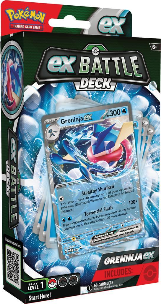 Pokémon Ga de strijd aan met deze Ex Battle Decks van Kangaskhan en Greninja! Elke Ex Battle Deck bevat: 1 set met 60 kaarten waarmee je direct aan de slag kunt 3 referentiekaarten 1 strategie overzicht 1 speelmat 1 damage counter sheet 1 munt 1 opbergbox