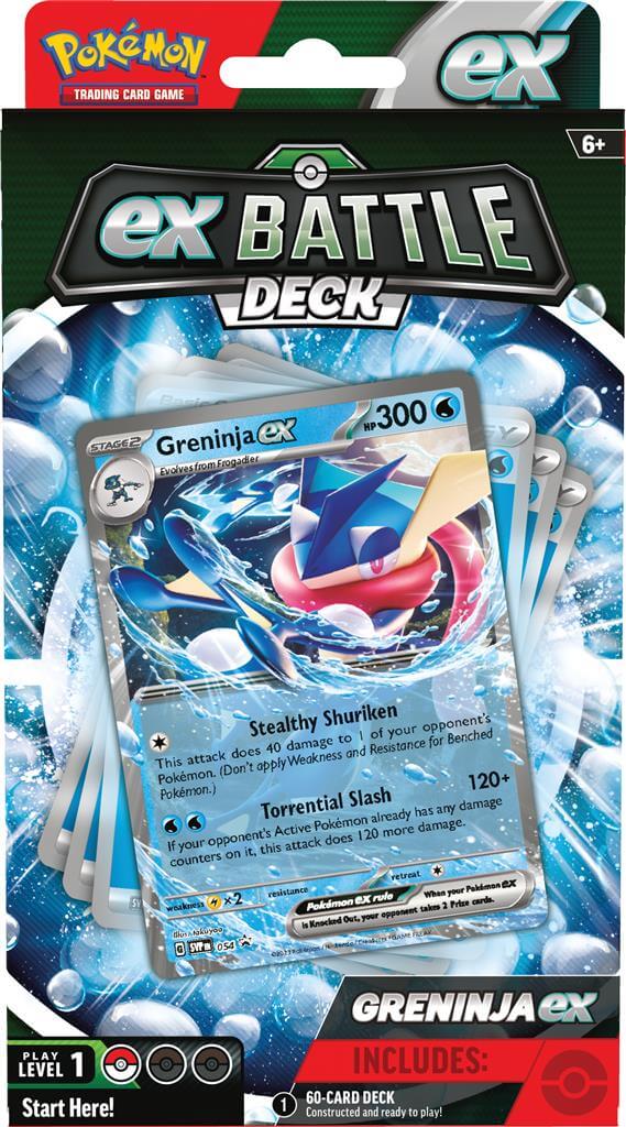 Pokémon Ga de strijd aan met deze Ex Battle Decks van Kangaskhan en Greninja! Elke Ex Battle Deck bevat: 1 set met 60 kaarten waarmee je direct aan de slag kunt 3 referentiekaarten 1 strategie overzicht 1 speelmat 1 damage counter sheet 1 munt 1 opbergbox