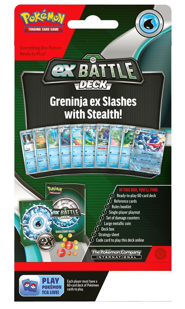 Pokémon Ga de strijd aan met deze Ex Battle Decks van Kangaskhan en Greninja! Elke Ex Battle Deck bevat: 1 set met 60 kaarten waarmee je direct aan de slag kunt 3 referentiekaarten 1 strategie overzicht 1 speelmat 1 damage counter sheet 1 munt 1 opbergbox