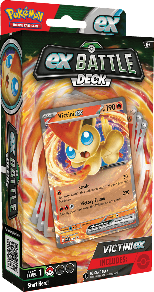 Pokémon De POK TCG May ex Battle Decks bevat: 1 set met 60 kaarten waarmee je direct aan de slag kunt 3 referentiekaarten 1 handleiding om snel te kunnen beginnen 1 single-player speelmat 1 set damage counters 1 munt 1 Deckbox 1 strategie overzicht 1 code