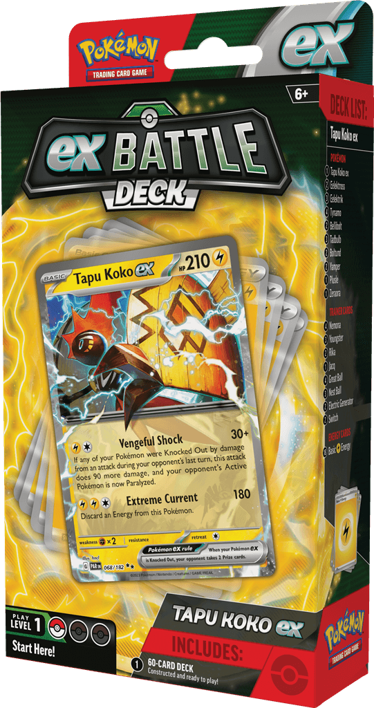 Pokémon Machtige Pokémon ex strijden voor de overwinning!Machtige Pokémon ex staan klaar om het slagveld op te stormen in de nieuwe Pokémon TCG: ex Battle Decks! Elk deck van 60 kaarten wordt geleid door een uitzonderlijke Pokémon ex en bevat alles wat je