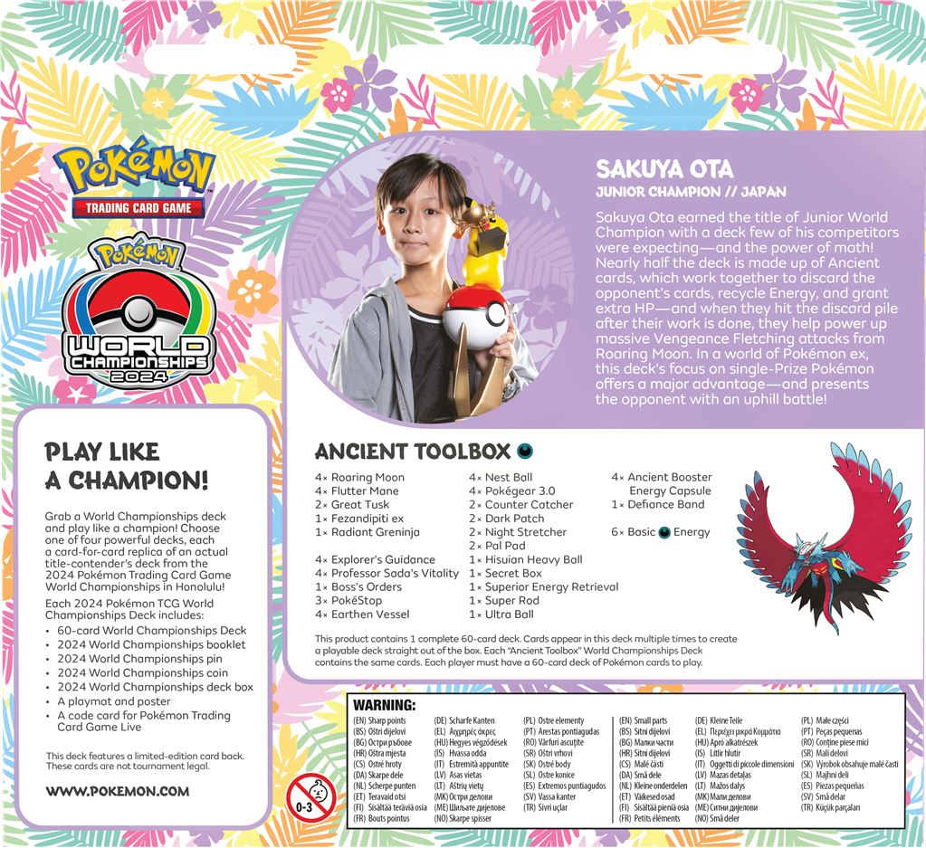 Pokémon Maak je klaar voor de strijd met de nieuwste Pokémon TCG World Champions Deck! Deze decks zijn replica's van decks die zijn gebruikt tijdens de Pokémon TCG Worlds 2024 in Hawaii. Elke Pokémon TCG World Champions Deck (WCS 2024) bevat: Deck bestaan