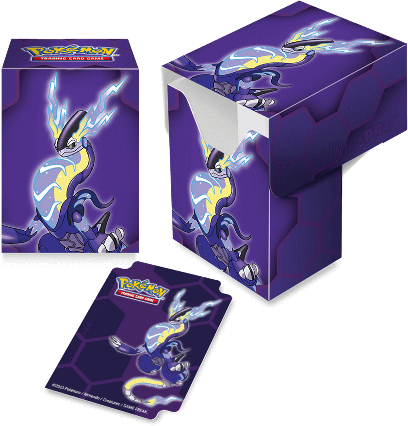 Pokémon Pokemon Deckbox - Miraidon.Holds up to 75 standard size card double-sleeved or 80 normal sleeved.Includes one themed deck dividerSelf-locking lid keeps card securely stored while also offering easy accessMade with archival-safe, rigid polypropylen