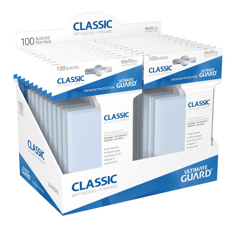 Accessoires This pack contains 100 card sleeves for all standard sized gaming cards, like Magic the Gathering™, Pokemon™ and others.- High clearness- Extra clear polypropylene- Collector´s grade- Acid free, no PVC- Regular fit- Archival safe- Sleeve size:
