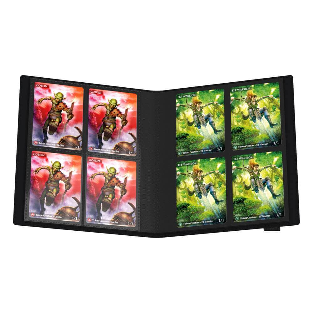 Accessoires High quality Portfolio with flexible, durable cover and 20 integrated 8-pocket-pages for all standard and Japanese sized gaming cards. Designed for 160 double-sleeved cards* Playset binder Durable and flexible cover Elastic strap fastener Side