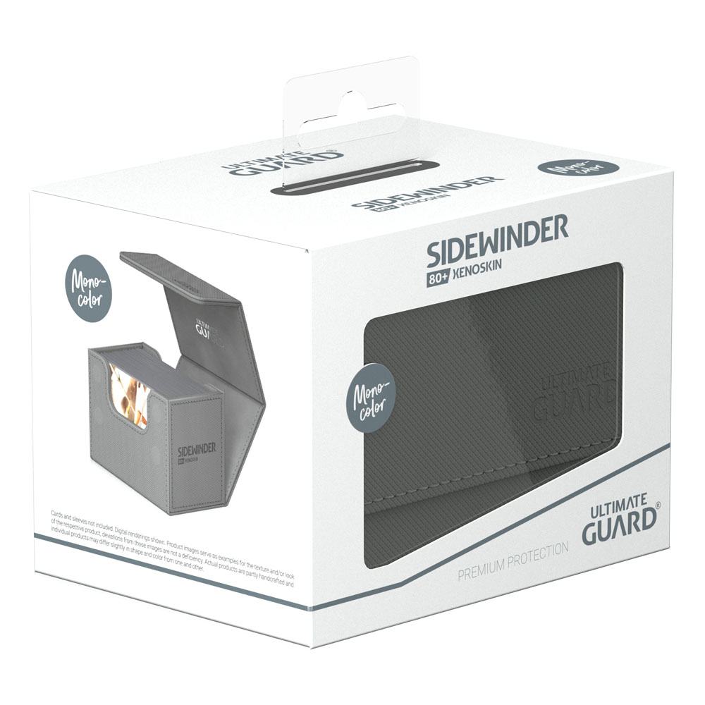 Accessoires Our convenient Sidewinder 80+ deck case provides easy access from both sides to your card deck. The box is optimized to hold 80 double-sleeved or 100 single-sleeved standard sized cards in Ultimate Guard Sleeves. The vibrant and elegant monoch