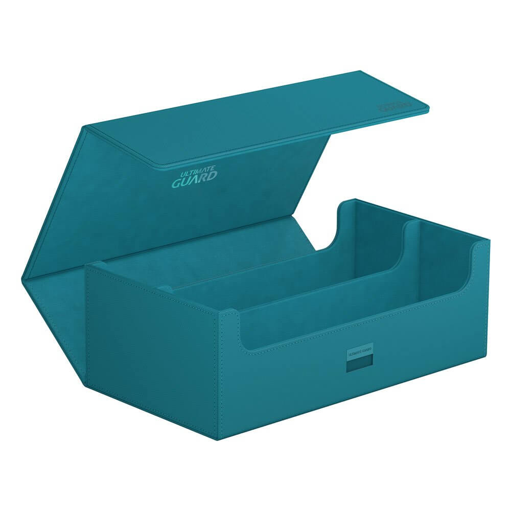Accessoires Double your storage with our Arkhive 800+! This box offers space for more than 800 double-sleeved cards in standard size, can hold 350 Toploaders, or its two rows can simply be filled with a selection of your favorite deck boxes and cases. Its