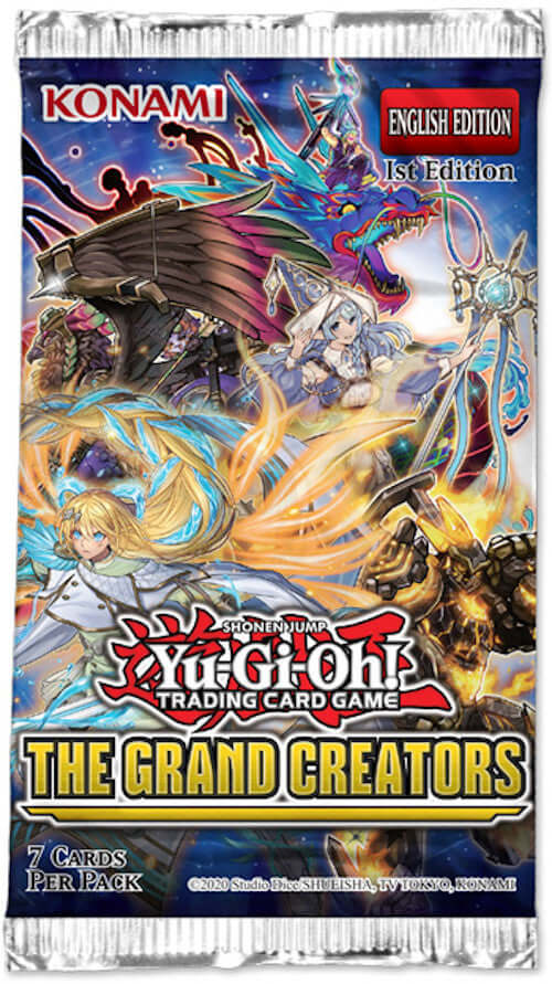 Yu-Gi-Oh De nieuwe Yu-Gi-Oh! TCG set The Grand Creators is een speciale set van 60 kaarten.Elke booster bevat 7 kaarten: 1 foil kaart en 6 rares per booster.