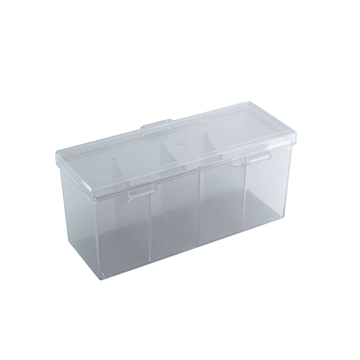 Accessoires Doorzichte Fourtress opbergbox waarin je volledige decks, dobbelstenen, tokens en 320 kaarten met dubbele sleeves kunt opbergen.