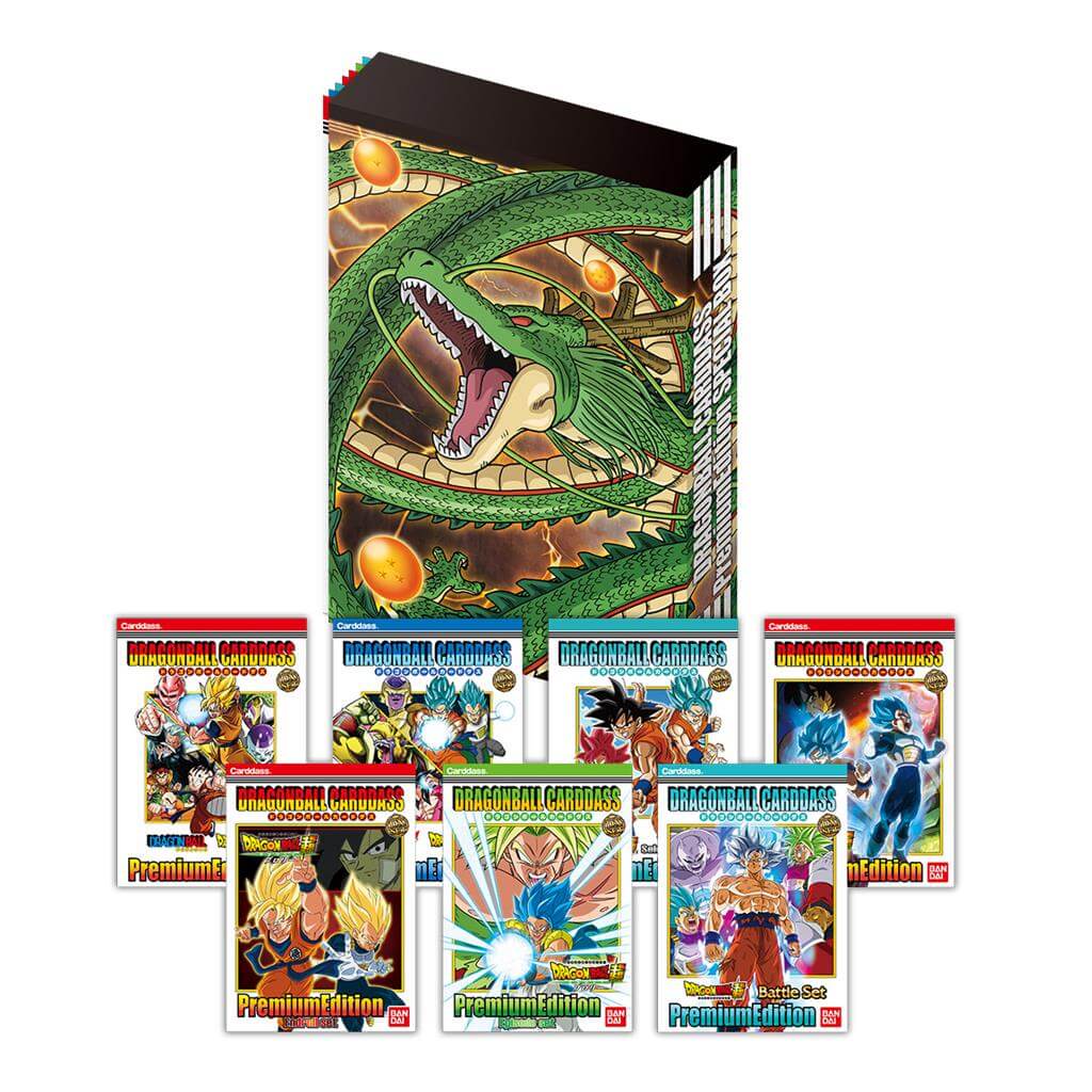 Dragon Ball The celebrated "Dragon Ball Carddass Premium Edition" cards and folders are collected in this deluxe boxed set! All seven historic "Premium Edition" sets are here!Set Contents"Premium Edition" Set x7 (7 folders with 6 cards each) (42 cards in