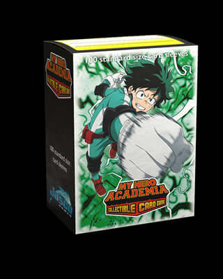 Accessoires Quirkless? Give your sleeves full cowling and prove that your Deku means you can do it! Go beyond with these My Hero Academia sleeves! Plus ultra!Textured Matte back with Deku artwork and clear front.JASCO license sleeves are made with the sam