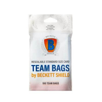 Accessoires Resealable bags for storing team set cards set.- Stores up to 35 standard sized cards- Comes in packs of 100- 1? resealable strip at the top- Exterior Sleeve Dimension are 3-3/8? x 5? (88.7mm x 127mm)- PP material- PVC free- No collection with