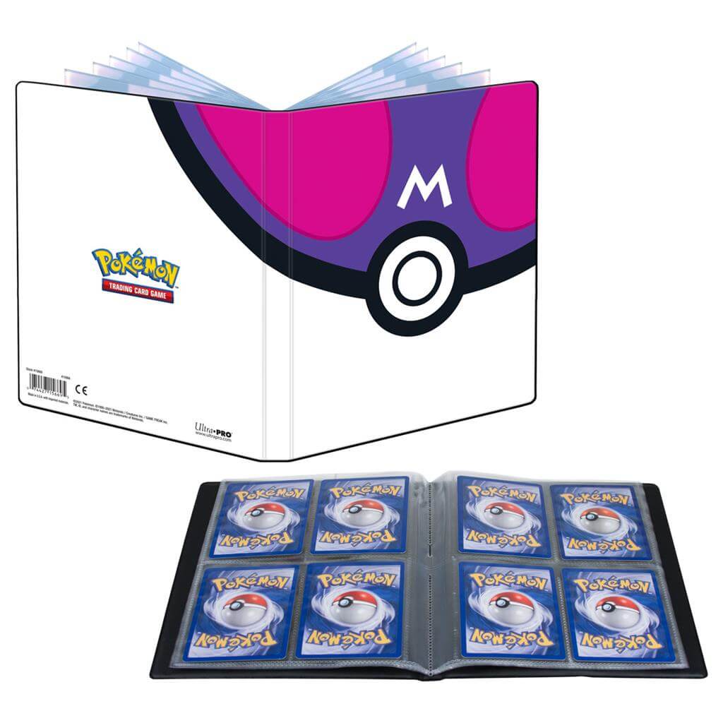 Pokémon 4-Pocket Portfolio van Pokémon TCG: Master Ball. Geschikt voor 40 Collectible Cards Single-loaded of 80 Double-loaded. Iedere Portfolio heeft 10 pagina's.