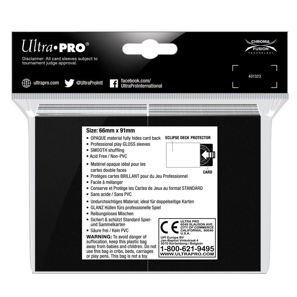 Accessoires Eclipse Deck Protector sleeves are now in 100ct packages, with three new colors! Royal Purple, Smoke Grey, & Forest Green. • New part numbers and color names to avoid ordering confusion. • Increased color and edge consistency. • All colors are