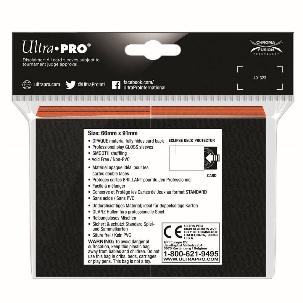 Accessoires Eclipse Deck Protector sleeves are now in 100ct packages, with three new colors! Royal Purple, Smoke Grey, & Forest Green. • New part numbers and color names to avoid ordering confusion. • Increased color and edge consistency. • All colors are