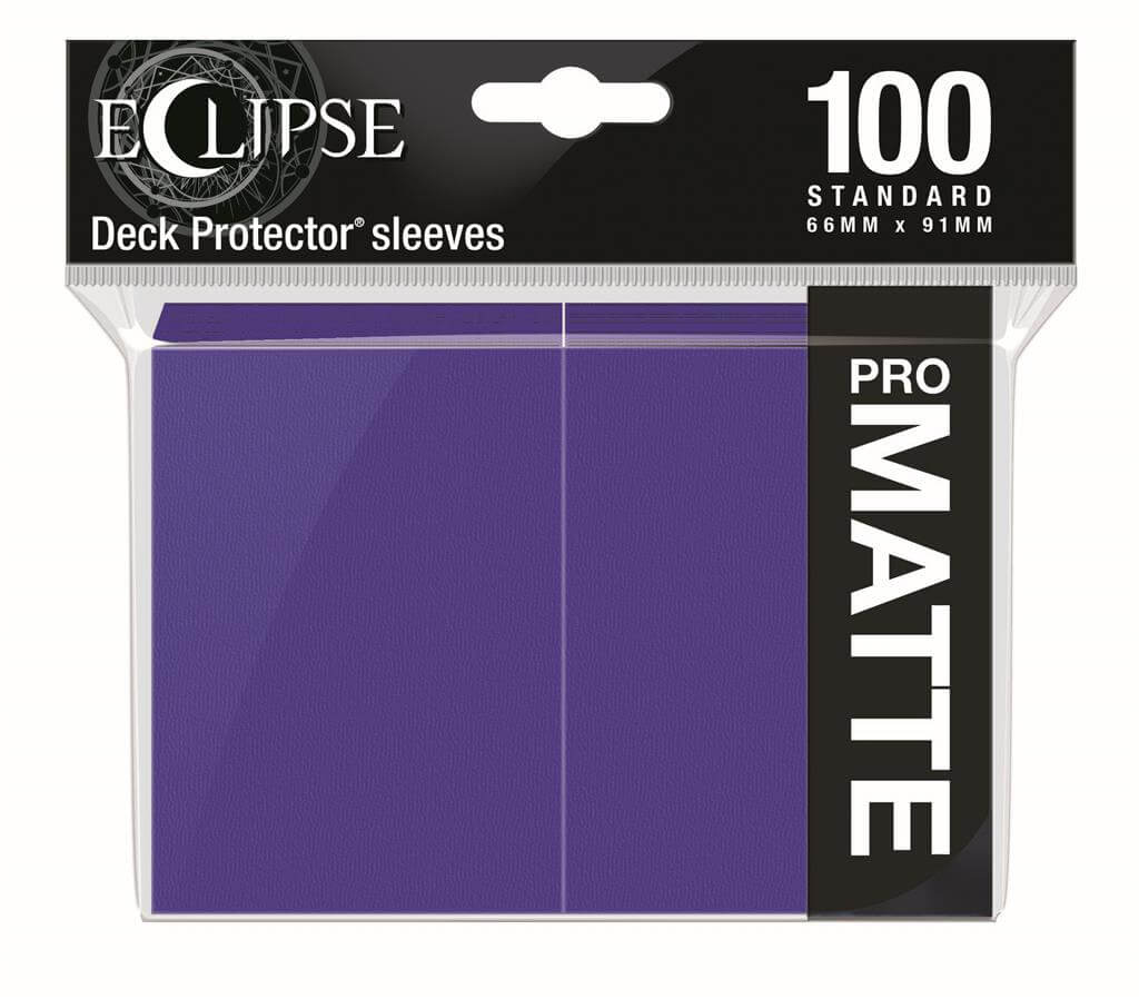 Accessoires Eclipse Deck Protector sleeves are now in 100ct packages, with three new colors! Royal Purple, Smoke Grey, & Forest Green. • New part numbers and color names to avoid ordering confusion. • Increased color and edge consistency. • All colors are