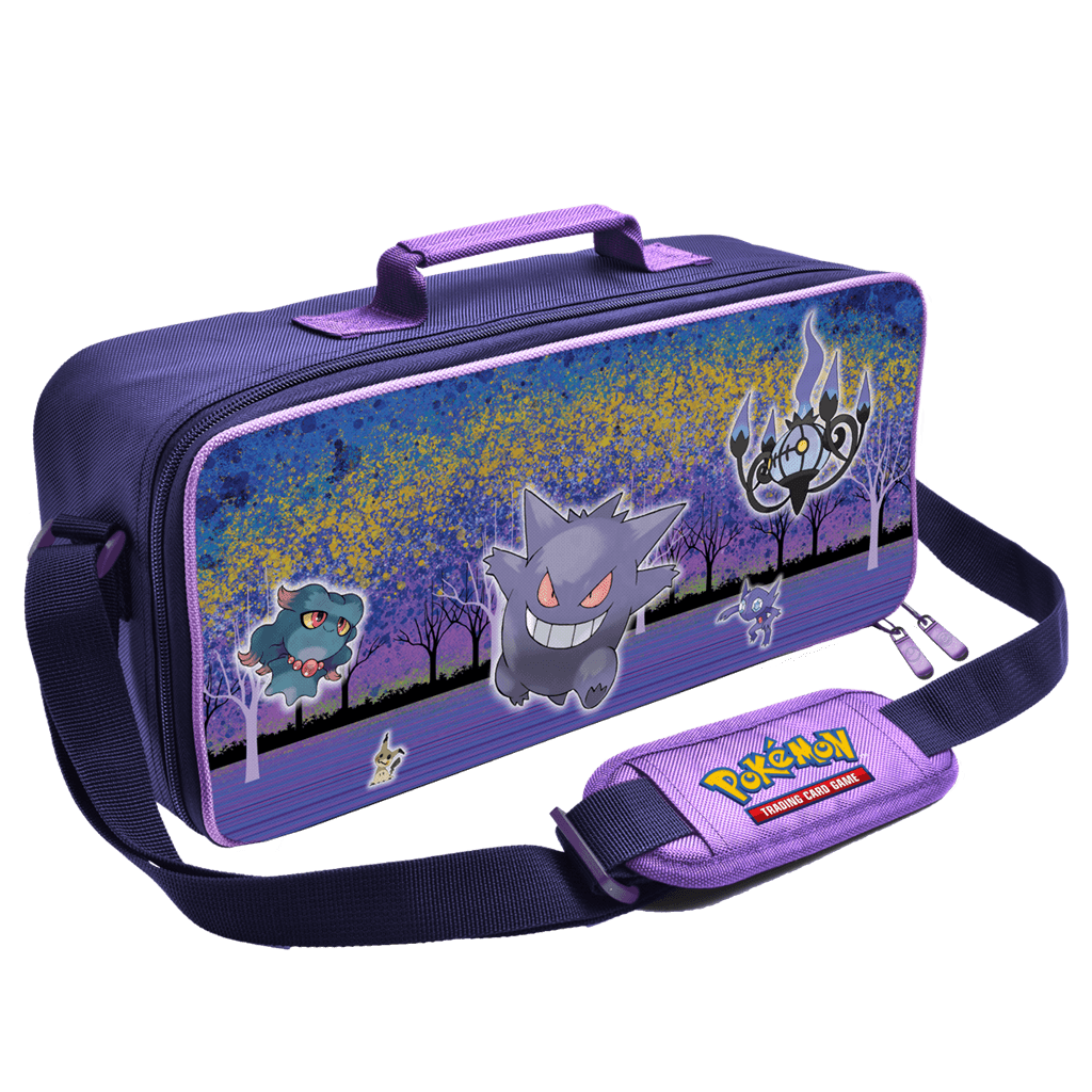 Pokémon The Deluxe Gaming Trove by Ultra PRO features vibrant artwork and maximum utility for every Pokémon Trading Card Game player or collector! The adjustable padded shoulder strap extends to up to 60 in. with a briefcase handle option. The Deluxe Gami