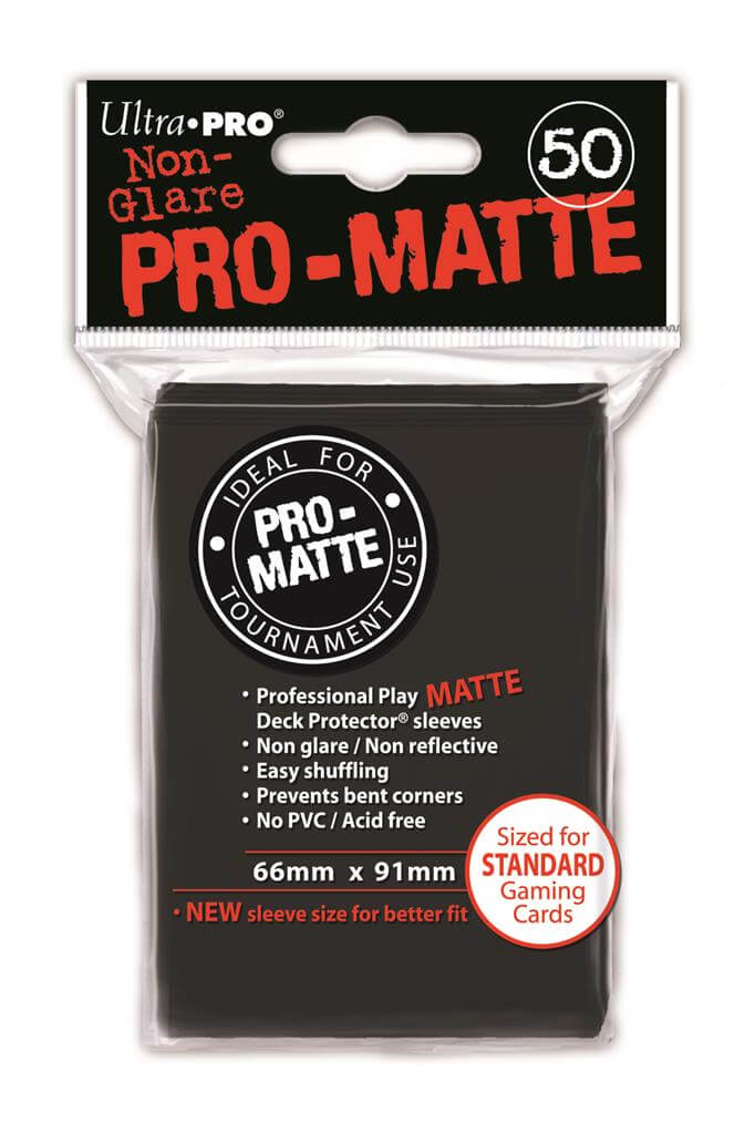 Accessoires Zwarte Deck Protectors Pro-Matte Non-Glare voor standaard kaarten (66x91 mm). Een pakje bevat 50 deck protectors.