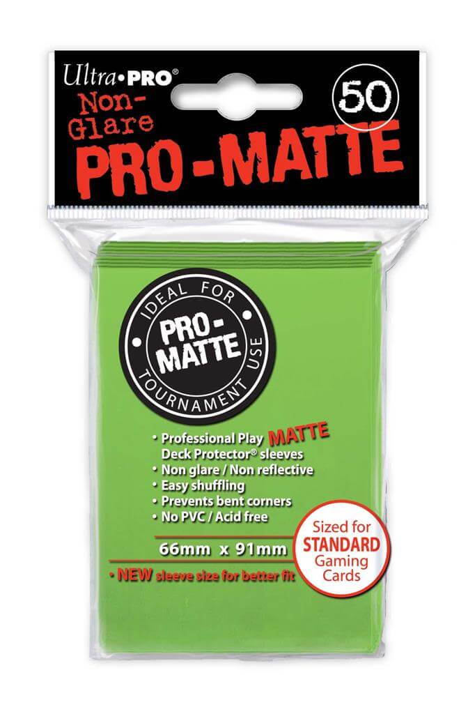 Accessoires Lime-Groene Deck Protectors Pro-Matte Non-Glare voor standaard kaarten (66x91 mm). Een pakje bevat 50 deck protectors.
